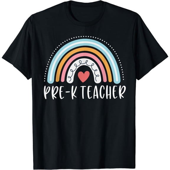 Pre-K Teacher Prek Funny Rainbow Heart Preschool Teacher T-Shirt