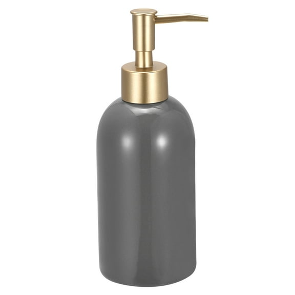 Uxcell Soap Dispenser, 14Oz Ceramic Dish Hand Soap Dispenser with Plastic Pump for Kitchen Bathroom, Grey