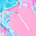 thumbnail image 4 of Xdegoge Swimsuits for Teen Girls Half Zip High Neck Boyshorts Two Piece Rash Guards Stretchy Abstract Print Modest Sun Protection Surfing Water Sports, 4 of 6