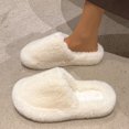 thumbnail image 2 of PEASKJP Pantoufles Moelleuses pour Femmes Confortables à Enfiler pour Intérieur Extérieur, Blanc 41, 2 of 5