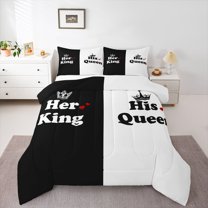 Castle Fairy Teens Adults Romantic Lover Couple Bedding Comforter Set 2pcs,Valentine's Day Twin Comforter Sets Microfiber,Black White Breathable Bedding Set,Breathable Home Decor,Reversible