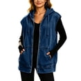 thumbnail image 5 of Drovellove Women's Denim Sleeveless Jacket with Hood and Zipper - Loose Fit Button Up Vest Top with Pockets for Casual Party, Date Night, or Weekend Outings, 5 of 9