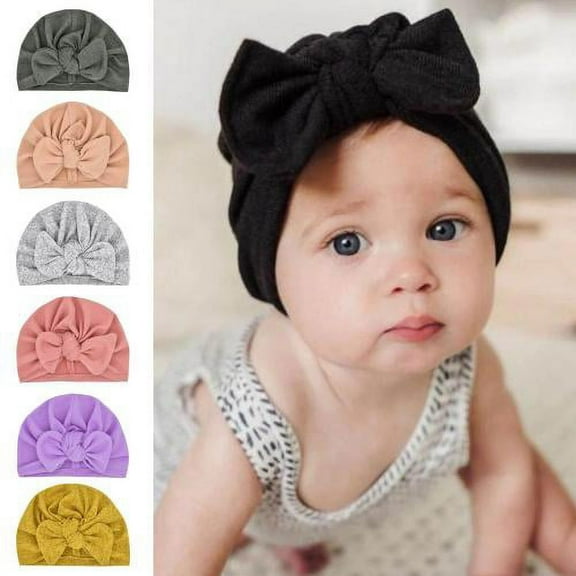 Zhaomeidaxi Baby Hair Bow Turban Hat, Oversized Bow Knotted Headwrap India Cap for Newborn Infants Toddlers