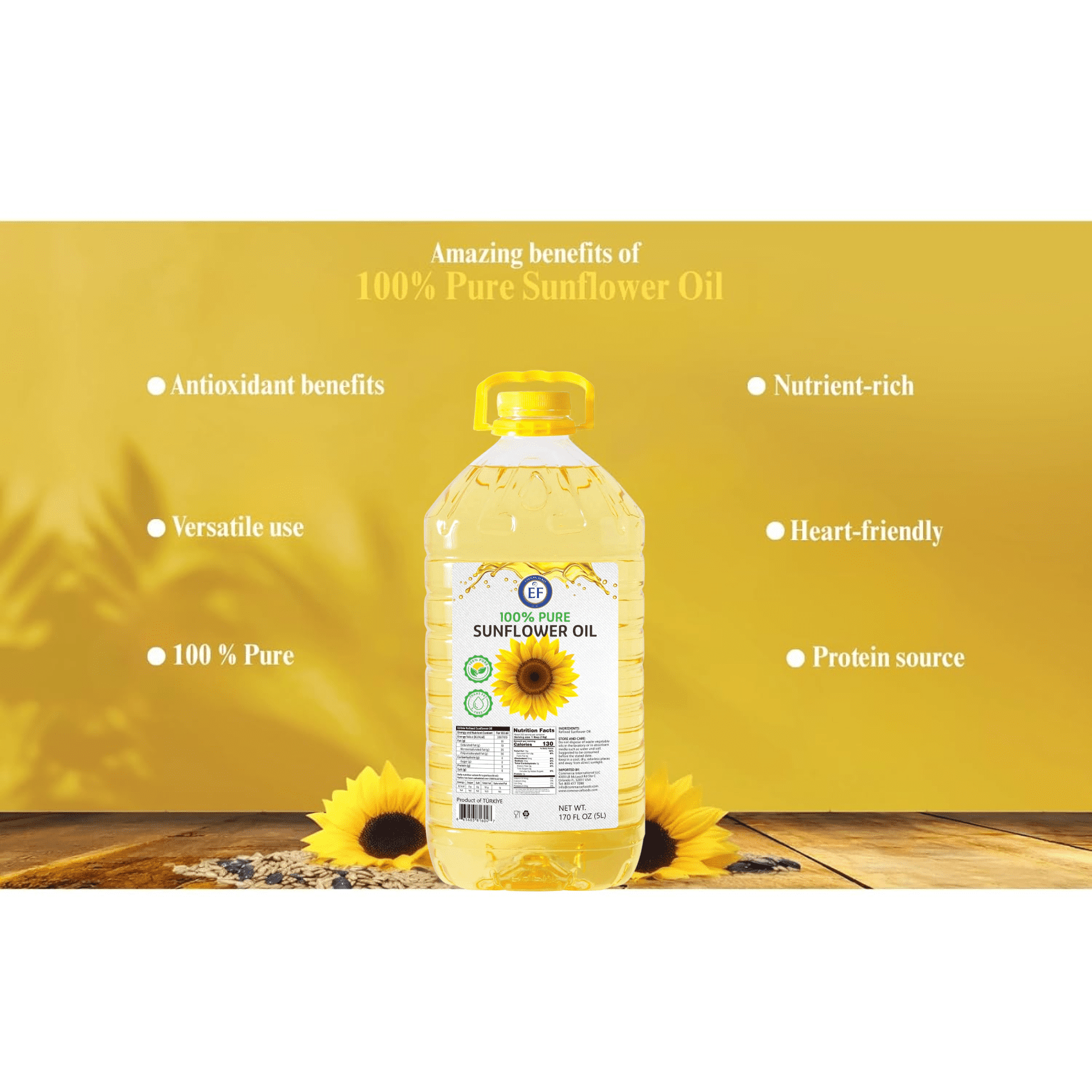 Eastern Feast - 100% Pure Sunflower Oil, (5 L) 1.32 Gallon
