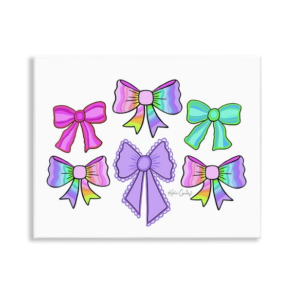 Stupell Industries Playful Bowtastic Ribbons Fashion Painting Unframed Art Print Wall Art, 14 x 11