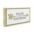 thumbnail image 3 of Stupell Industries Follow Your Dreams with Arrow Inspirational Painting Gold Floater Framed Canvas Art Print Wall Art, 25 x 11, 3 of 9