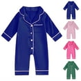 thumbnail image 6 of SERTG Toddler Kids Sleep Set Short Sleeve Solid Color Homewear Play Casual Romper for Boys and Girls 1-18 Months(Hot Pink,3 Months), 6 of 6