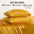 thumbnail image 2 of Kelnaro King Size Satin Sheet Set 4-Piece, Deep Pocket Cooling & Breathable Bedding, Silky Soft Wrinkle Resistant, Gold Yellow, 2 of 6