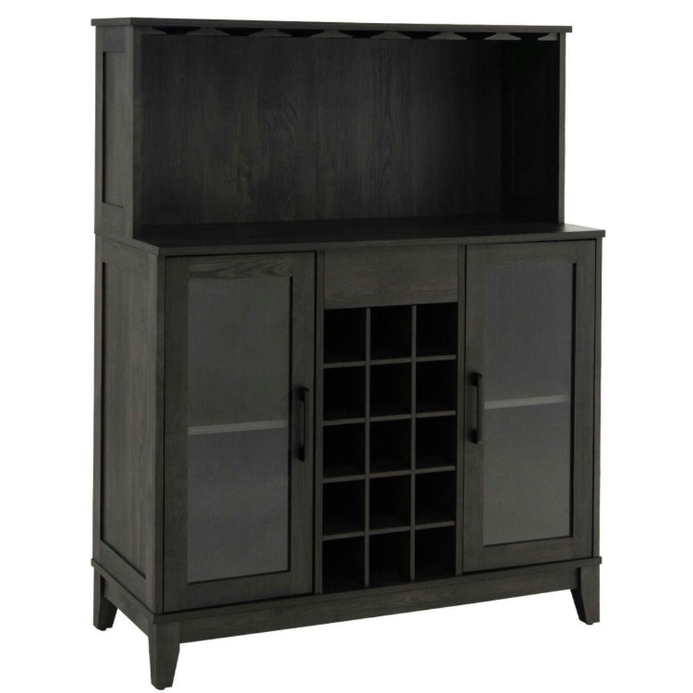 Finihen Kitchen Storage Cabinet, Buffet Sideboard, Storage Bar Cabinet with Framed Tempered Glass Door, for Dining Room, Kitchen, Living Room, Black Finihen Kitchen Storage Cabinet, Buffet Sideboard, Storage Bar Cabinet with Framed Tempered Glass Door, for Dining Room, Kitchen, Living Room, Black