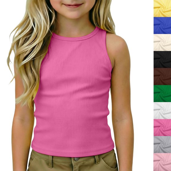 XINXIAOO Girls Athletic Tank Top Racerback Crewneck Sleeveless Undershirts Tops Dance Workout Yoga Sports Top for Girl