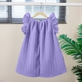 thumbnail image 5 of Jinhomg Toddler Girls Summer Dresses Cute Ruffle Hem Midi Dress Loose Fit Comfy Sleeveless Ruched Dresses Baby Kids Cute Playwear Purple 4-5Years, 5 of 7