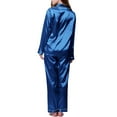 thumbnail image 4 of Zoofduhp Pijamas De Mujer Soft Pajamas for Women Pajamas for Women Set Long Sleeve Button Up Sleepwear Soft Lightweight Comfy Long Pants Loungewear Pajamas for Women Blue 5Xl, 4 of 5