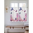 thumbnail image 2 of Pink Flower Bathroom Window Curtain, Spring Floral Butterflies Elegant Pastoral Birds Light Filtering Coffee Kitchen Curtains, Bedroom Living Room Curtains 2 Panel 84"x45", 2 of 6