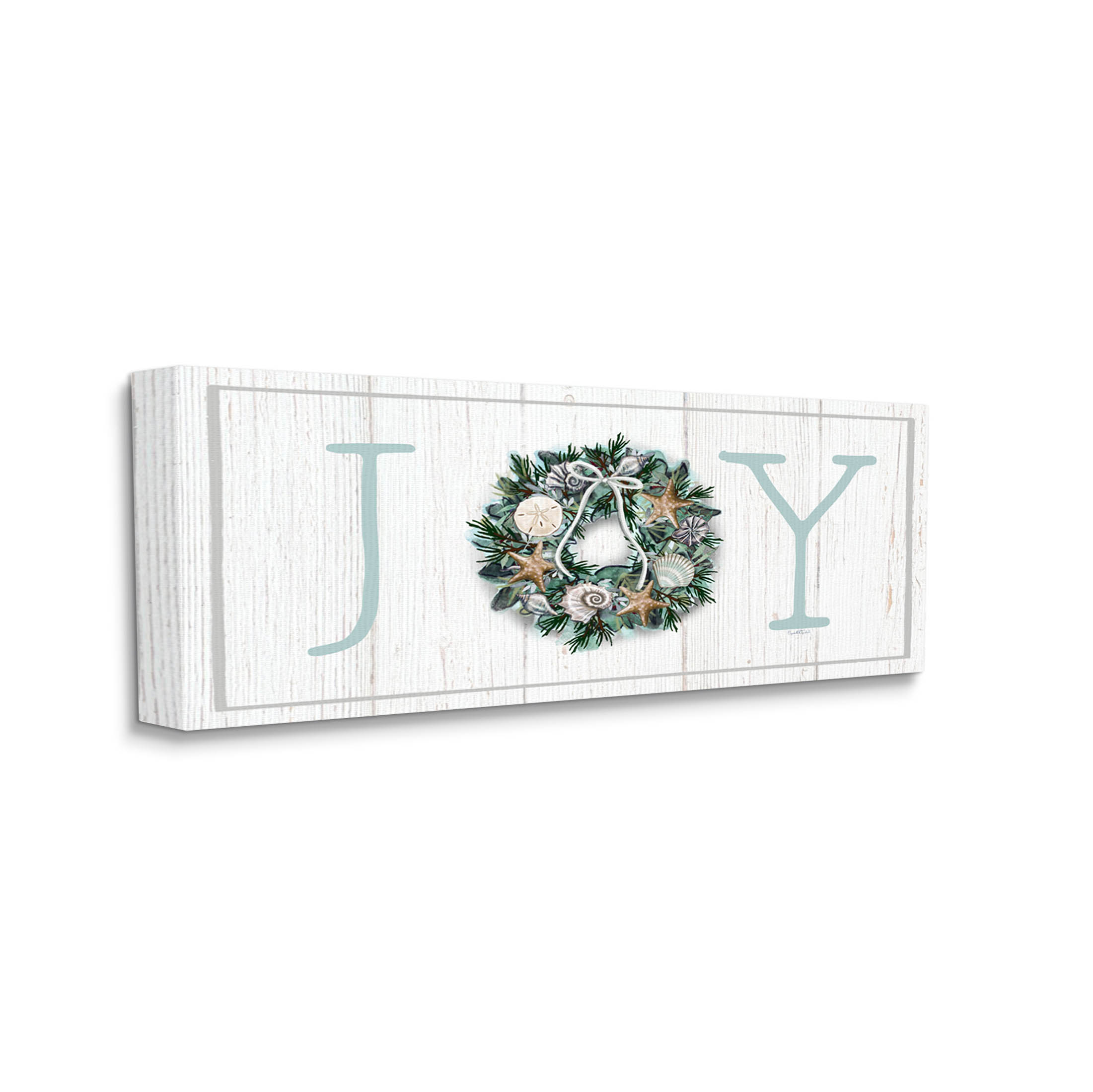 Stupell Industries Joy Holiday Seashell Wreath Graphic Art Gallery Wrapped Canvas Print Wall Art, Design by Elizabeth Tyndall
