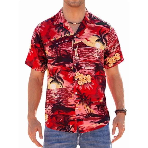 sogami Beach Shirt Short Sleeve Hawaiian Shirts for Men Casual Button Down Shirt