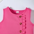 thumbnail image 5 of Baby Girls Summer Outfits Sleeveless Lace Ruffles Vest T Shirt Tops Solid Pants Casual 2 Piece Fall Outfits Size 9-12 Months, 5 of 7
