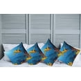thumbnail image 2 of Ambesonne Ocean Throw Pillow Cover 4 Pack, Coral Reef Fish Turtle, 20", Yellow Orange Navy, 2 of 5