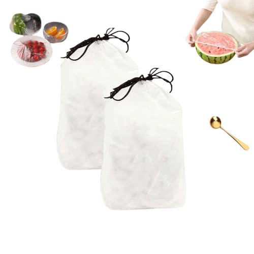 100 Pcs Couvercles en Plastique Chiclife, Sacs de Conservation Réutilisables pour Bols, Assiettes de Cuisine