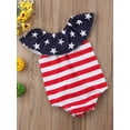 thumbnail image 3 of BemeyourBBs Newborn Baby Girl 4th of July Outfit Summer Bubble Romper Patriotic Independent Day Clothes Ruffle Sleeve Star Stripes Print Bodysuit Playsuit Fourth of July Outfits, 3 of 8
