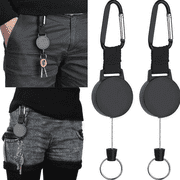 2PCS Heavy Duty Retractable Key Reel Holder, Steel Split Keychain with Belt Clip for Tools