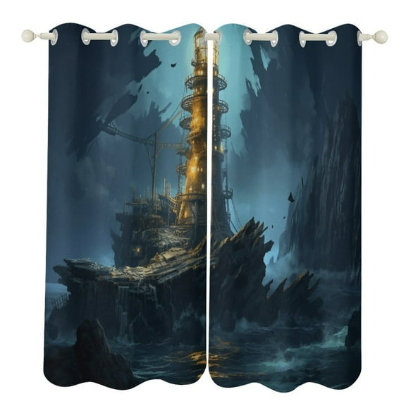 Ocean Lighthouse Modern Window for Living Room Curtains for Child Bedroom Kitchen Decor Blinds Drapes