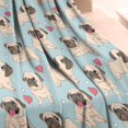 thumbnail image 3 of Pug and Love Heart Blanket,Comfortable Soft Flannel Throw Blanket,All Season,Warm Lightweight Blankets for Sofa Bed Couch Living Room Chair,30"x40", 3 of 4
