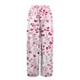 thumbnail image 4 of TRUBKH boho pants for women High Waist Wide Leg Pants Floral Solid Long Palazzo Pants Women Summer Print Boho Palazzo Pants High Waist Trousers With Pockets beach pants plus size pants Hot Pink S, 4 of 6