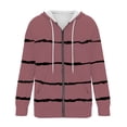thumbnail image 5 of Pntutb moda mujer manga larga cremallera frente abierto suelta prendas de vestir exteriores blusa estampada abrigo Tops bolsillos blusa con capucha liquidación Pntutb Pntutb-6485, 5 of 5