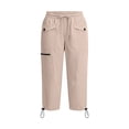 thumbnail image 7 of Women's Solid High Waist Capri Cargo Pants Pockets Stretch Casual Trousers with Drawstring Cuffs Ideal Outdoor Hiking Pants for Workout Daily Wear, 7 of 7