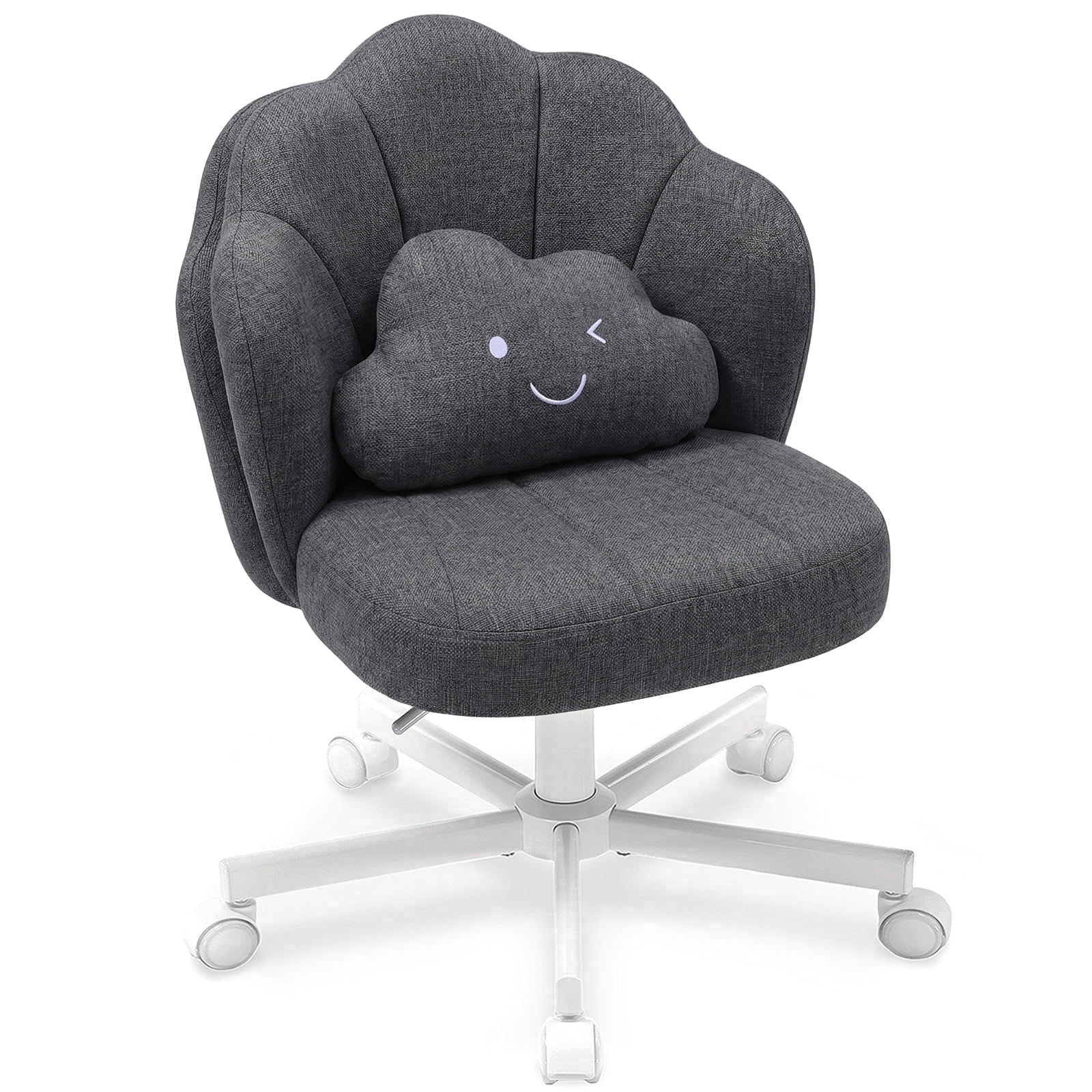 CloudRest Pro Vanity Desk Chair ,18.5" Extra Wide Seat Height Adjustable Furry Desk Chair with Cloud Pillow for Living Room & Bedroom,