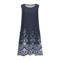 thumbnail image 5 of Drovellove Floral Print Mini Shift Summer Dresses for Women Sleeveless Hem, Scoop Neck Loose A-Line Pocket Cotton Linen Casual Beach Coverup Sundress with Pockets, 5 of 5