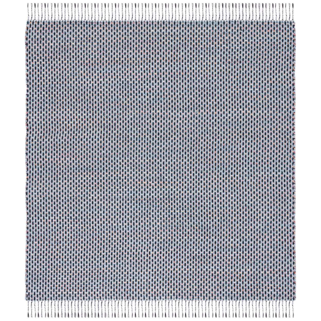 SAFAVIEH Montauk Annie Geometric Cotton Area Rug, Blue/Black, 4' x 6'