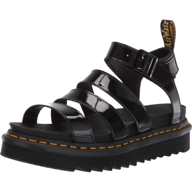 Dr. Martens Blaire Fisherman Sandalia para Mujer Patente Negra Lamper 8 US