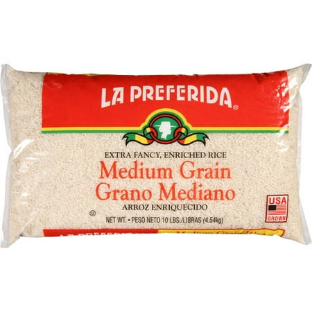 La Preferida Medium Grain Rice Grano Mediano Arroz, 10 lbs, (Pack of