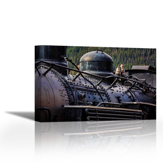 Historic Locomotive II - Contemporary Fine Art Giclee on Canvas Gallery Wrap - wall décor - Art painting - 27 x 18 Inch - Ready to Hang