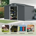 thumbnail image 3 of CoSoTower Outdoor Storage Shed 8 X 10 FT Large Metal Tool Sheds, Heavy Duty Storage House with Sliding Doors with Air Vent for Backyard Patio Lawn to Store Bikes, Tools, Lawnmowers Grey, 3 of 6