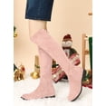 thumbnail image 6 of BLISSFUL STEP Women's Knee High Boots Chunky Heel Faux Suede Fall Winter Boots Dust Pink 9, 6 of 8
