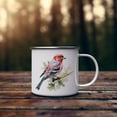 thumbnail image 4 of Bird Watching Mug, Pine Grosbeak Song Bird Camping Mug, 12oz Camping Mug, White Stainless Steel Cup with Handle, 4 of 7
