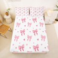 thumbnail image 3 of spefrowx Simple Pink Bow King Sheets for Girls, Cute Cartoon Love Heart Bedding, 4 Pieces, 1 Flat Sheet, 1 Fitted Sheet and 2 Pillowcases, 3 of 6