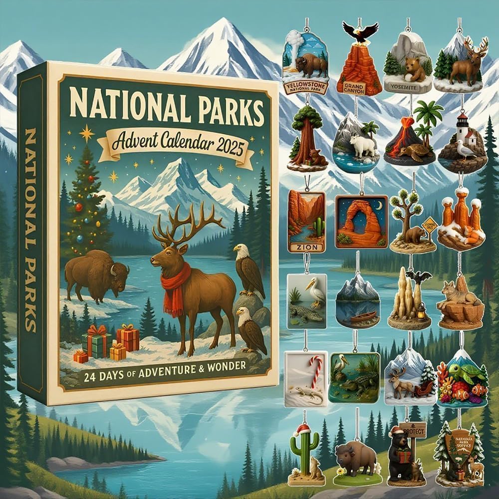 National Parks Advent Calendar 2025, 24-Day Christmas Countdown Calendar Featuring Legendary Landscapes & Wildlife, Holiday for Nature Lovers, Families & Explorers
