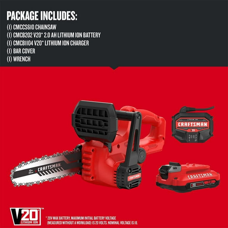 Craftsman 20v 12 inch chainsaw deals