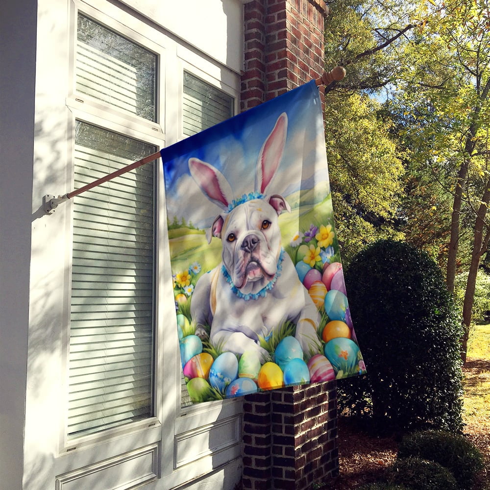 American Bulldog Easter Egg Hunt House Flag 28 in x 40 in