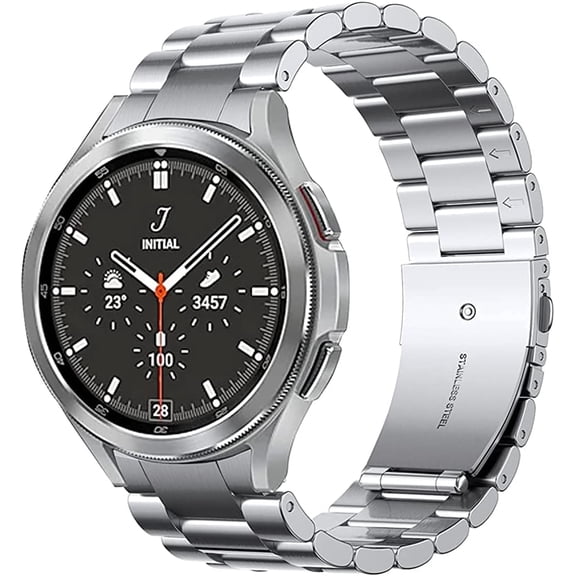 PINHEN 20mm No Gaps Stainless Steel Band Strap,Curved end Metal Bracelet,Men Women Replacement Bands for Samsung Galaxy Watch 5/4 44mm 40mm