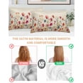 thumbnail image 3 of Pink Orange Teal Spring Floral Pillow Cases Queen Size Set of 2, Smooth Satin Pillowcase for Hair and Skin, Watercolor Botanical Summer Flowers Decorative Cooling Bed Pillow Covers, 20x30 Inches, 3 of 5