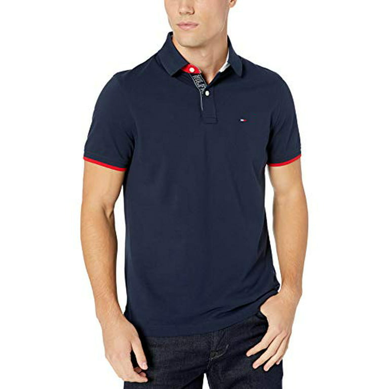 Tommy Hilfiger Men's Fit Cotton Pique Flag Graphic Polo Shirt, Navy 3XL - Walmart.com