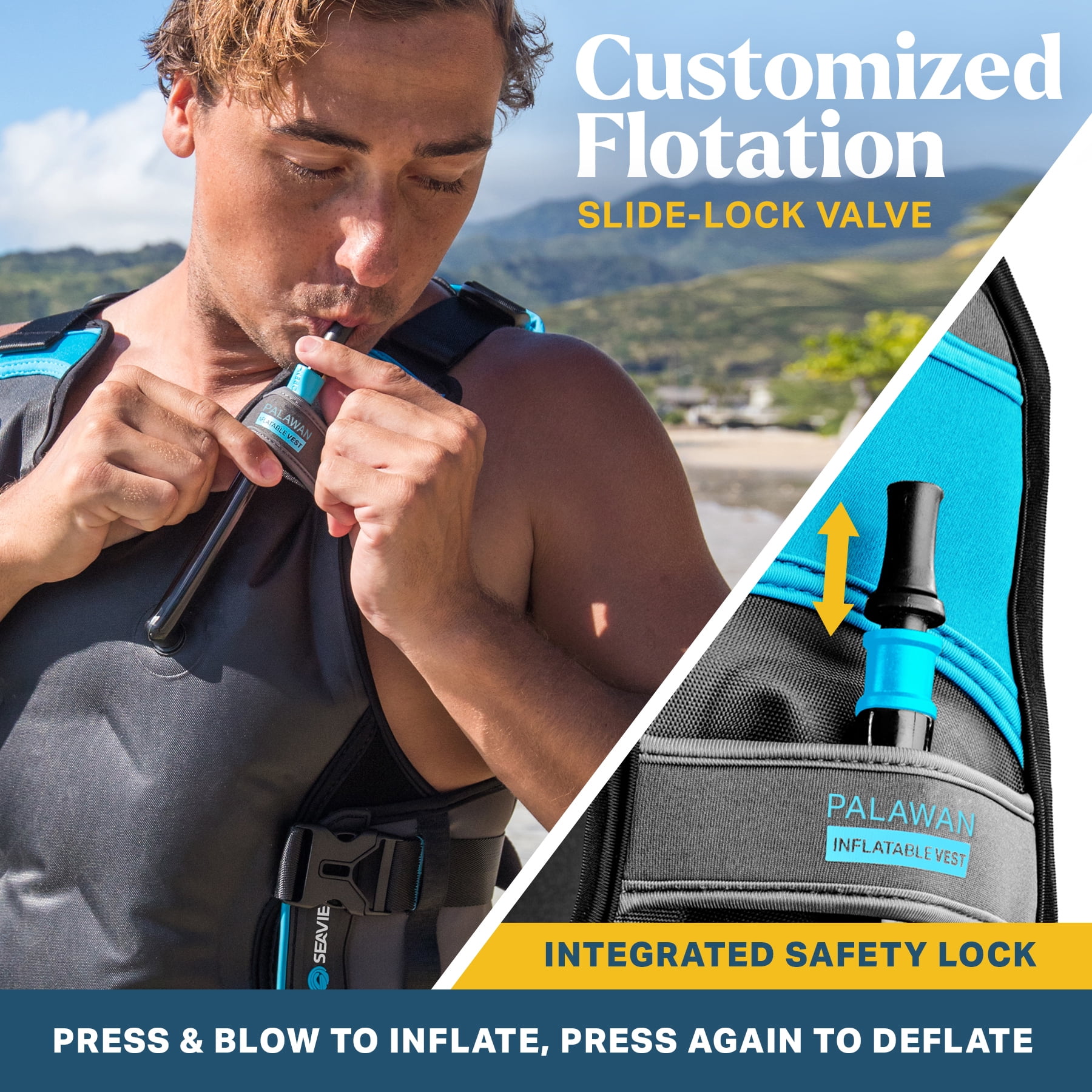 Wildhorn Inflatable Snorkel Vest Premium Snorkel Jacket for Adults, Large - Gray