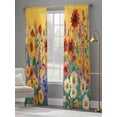 thumbnail image 4 of Colorful Sunflower Sheer Curtains 84 Inch Length 2 Panels Set, Farmhouse Botanical Floral Voile Window Treatment Rod Pocket Curtains Sheers Drapes for Bedroom/Living Room/Kitchen 52"x84"x2, 4 of 7