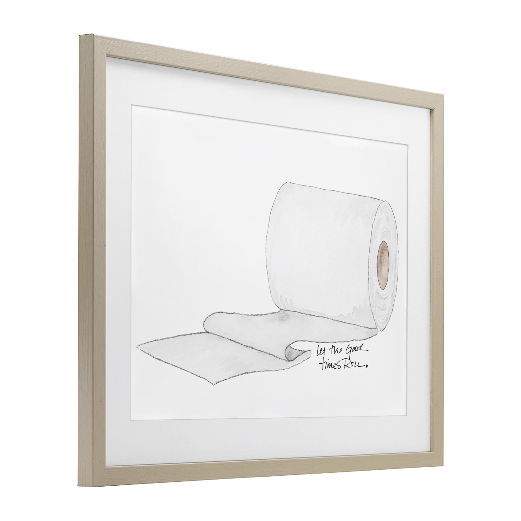 Stupell Industries Good Times Roll Toilet Paper Birch Framed Print Under Glass, design by Nola James