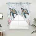 thumbnail image 5 of Sea Turtle Coastal Kitchen Window Curtains, Swag Curtains Valance for Bedroom Living Room Bathroom, Summer Beach Coral Ocean Seaweed Rod Pocket Window Treatment Curtain Block Drapes 2 Panels 36"x63", 5 of 9