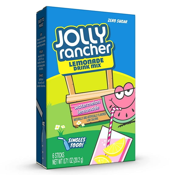 Jolly Rancher Singles To Go Watermelon Lemonade Drink Mix, With 6 Packets. Zero Sugar